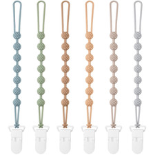 Baby Pacifier Clip, 6 Pack Silicone Pacifier Holder with One Piece Design for Ba