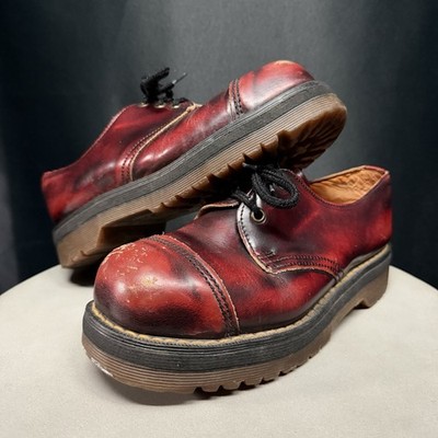 Vintage Dr Martin Gripfast Leather Red Toe Cap Derby Boot Made in England Size 5