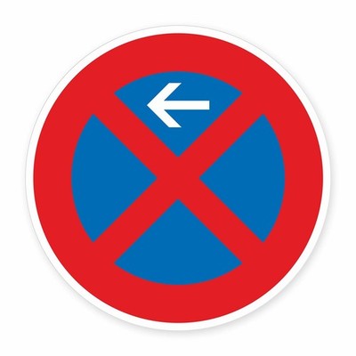 Schild  Absolutes Halteverbot   Pfeil links    Alu-Verbund 3 mm rund (Ø30 cm)