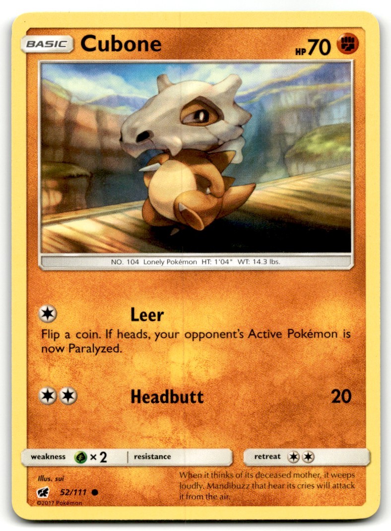 2017 Sun & Moon - Crimson Invasion Pokemon TCG Card #52 Cubone