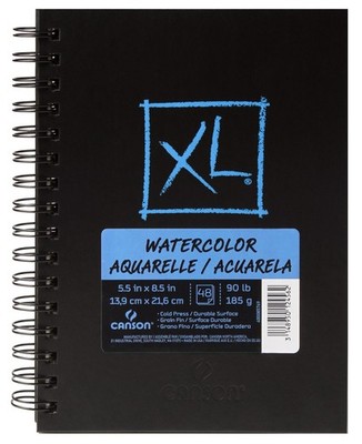 Canson XL Watercolor Book Cold Press 5.5X8.5-Wirebound Side, 48 Sheets