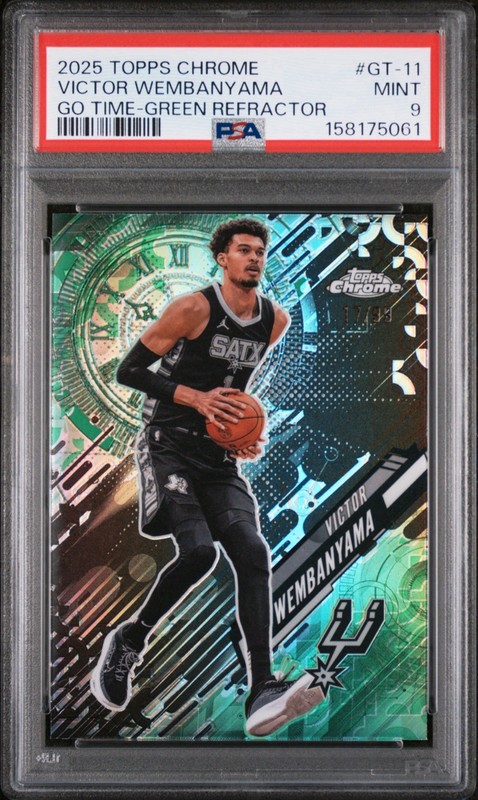 2025-26 Topps Chrome - Go Time Victor Wembanyama Green Refractor /99 PSA 9
