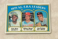 Blue/Wood/Palmer  1971 AL ERA Leaders 1972  Topps #92