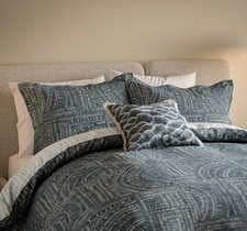 Image of HARLEQUIN FRESCOES Duvet Cover Set c/w Pillowcase In Sapphire - 100% Cotton