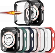 6 Pack Hard Case for Apple Watch SE 44mm Series 6 with Tempered Glass Protector