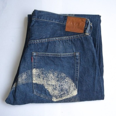 EVISU Lot 2001 Denim Jeans Seagull Logo Größe 42x35 Distressed