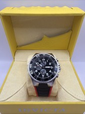 Invicta Men's Pro Diver Chronograph Watch Black Red Dial Polyurethane Japan