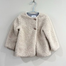 Zara Girls Teddy Coat 4-5Y Beige Sherpa Fleece Jacket Outerwear Cozy Chic Cute