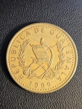 Guatemala  1 Quetzal Coin  peace dove 1996 - 1999