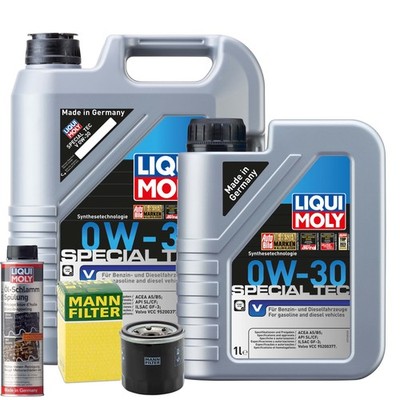 Motoröl 0W30 LIQUI MOLY Special Tec V 6L +MANN Ölfilter +Ölschlammspülung
