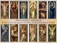 Victorian Heavenly Angels Gothic Filigree Double Sided Celestial Bookmark Set