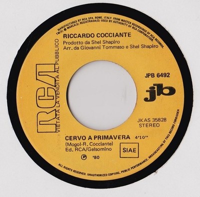 Riccardo Cocciante Frühlingshirsch Il Sufflé Con Le Banane (7'' Rare Jukebox)