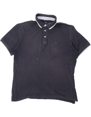 BUGATTI Mens Polo Shirt Large Navy Blue Cotton FI08