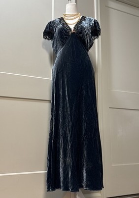 RIXO Clarice Blue Velvet Dress size M