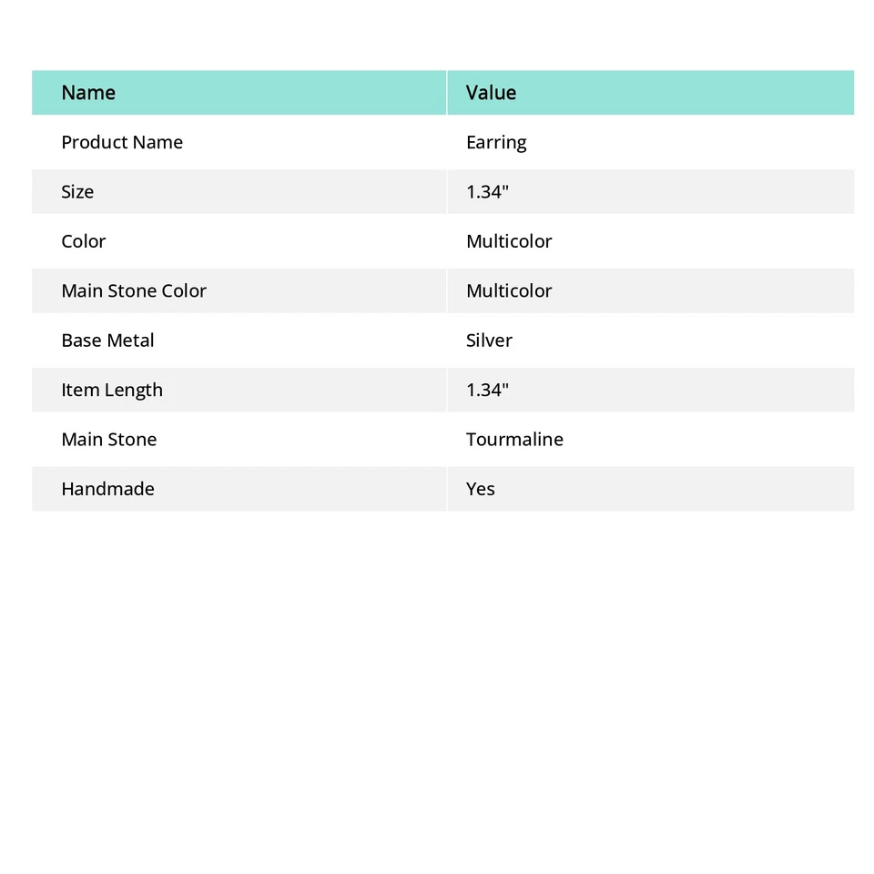 Pendiente de joyería de plata de ley 925 con piedras preciosas de turmalina bicolor 1,34" o788 Foto 2 de 4
