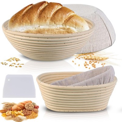 Banneton Bread Proofing Basket Set - 2 Pack 10'' round & 8'' Oval Sourdough Bread