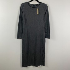 J. Crew Midi Gray Dress Size 2 Sheath Long Sleeve Knit Career H8329 New