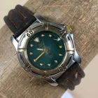 Vintage Timex Indiglo Women Green Dial Brown Leather Quartz 26mm Watch 6 3/4"