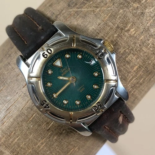 Vintage Timex Indiglo Women Green Dial Brown Leather Quartz 26mm Watch 6 3/4"