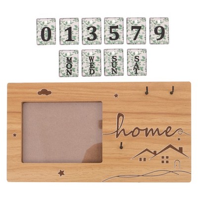 Beige Wooden Baby Photo Frame for Newborns DIY Milestone Tracking Display