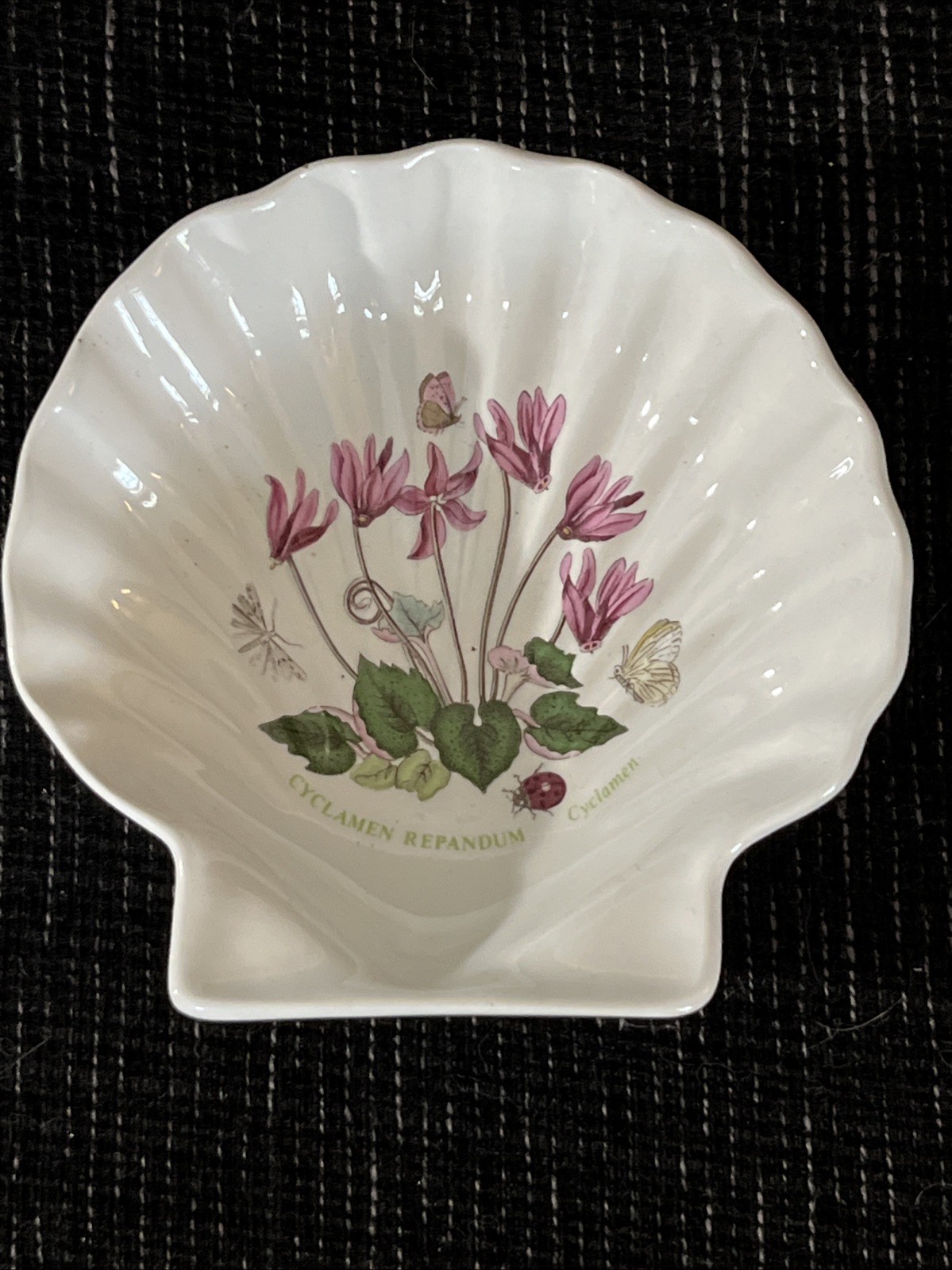 Portmeirion Botanic Garden Shell Shaped Dish, Cyclamen, Year 1972 Excellent Cond