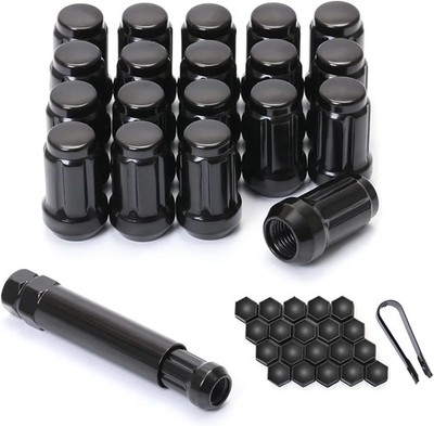 Acorn M12x1.5 Black Spline Lug Nuts - Set of 20, 1.38'' Long, Fit for Honda Accor