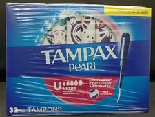 Tampax Pearl Tampons Ultra Absorbency With Leakguard Braid Unscented 64-Pack