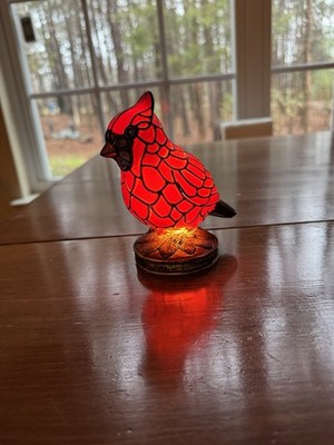 Beautiful Red Resin 5 1/2  Lighted Cardinal, Bird Sculpture