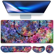 Mouse Pad with Wrist Rest, 4-in-1 Large Mousepad Keyboard Wrist Rest Mouse Pa...