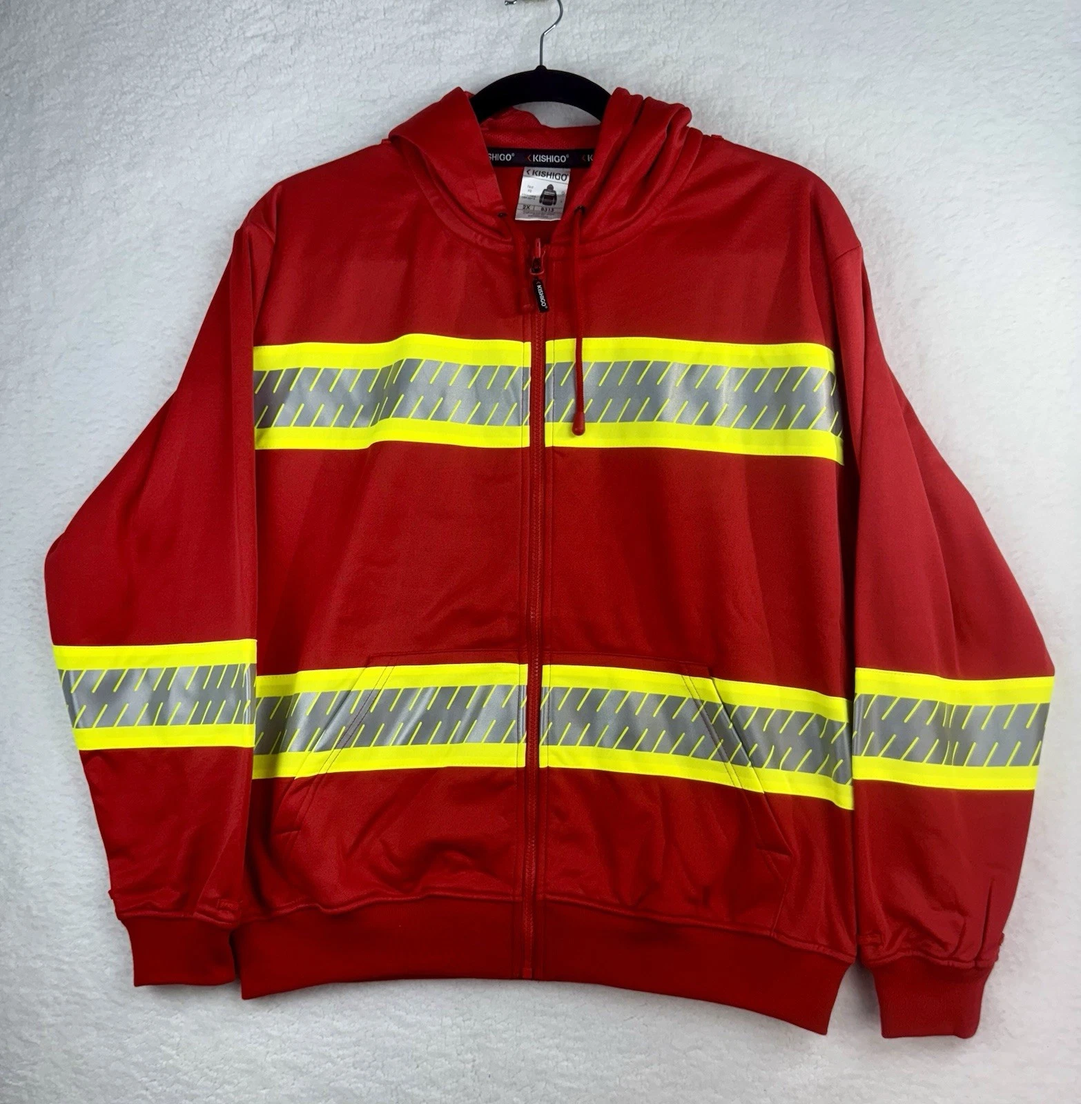 Kishigo Increased Visibility Safety Jacket Sweatshirt Men’s Sz 2XL B313 Red NWT image 2