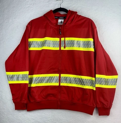 Kishigo Increased Visibility Safety Jacket Sweatshirt Men’s Sz 2XL B313 Red NWT image 2