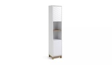 White & Oak Tallboy Bathroom Cabinet Adjustable Shelves Habitat Zander New Boxed