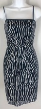 Ann Taylor Loft Pleated Sun Dress 2 Dark Navy Blue White Adj Spaghetti Strap