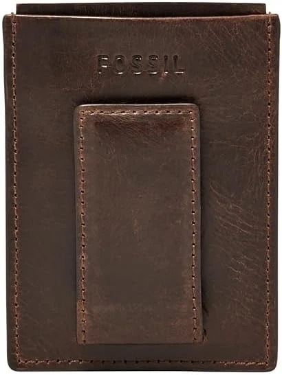 Fossil - Men's Leather Minimalist Magnetic Card Case with Money Clip, Brown - Image 2 of 2