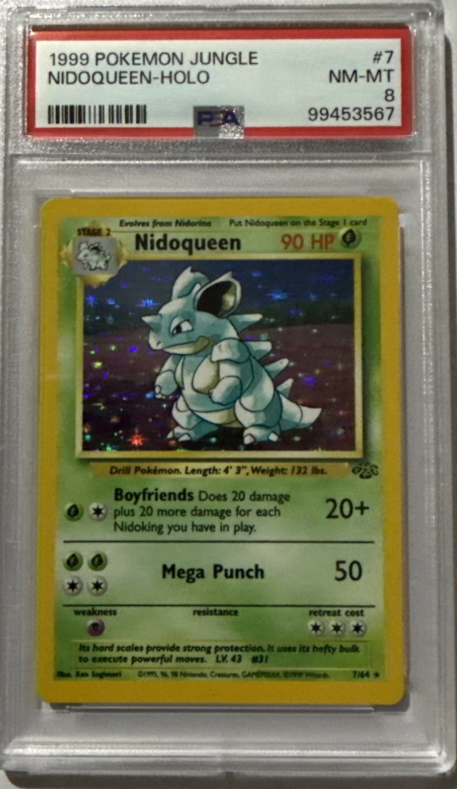 1999 Pokemon Jungle #7 Nidoqueen Holo PSA 8 NM-MT