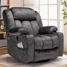 Manual Recliner Chair Swivel Rocker Recliner with Massage  Heat for Living Room