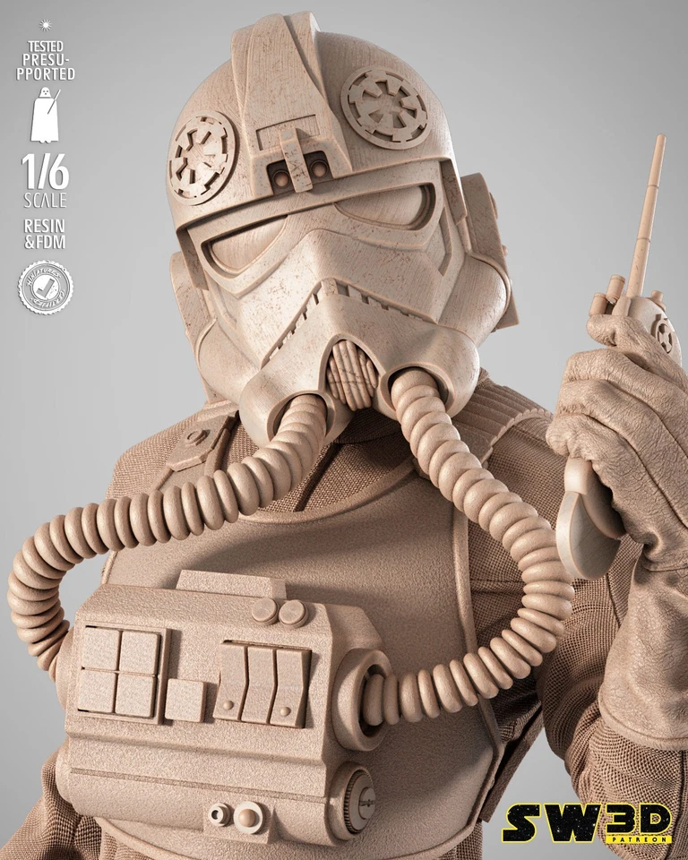 Elite TIE Fighter Pilot Star Wars 3D Printed Figure, Unpainted Imperial Pilot - Image 4 of 4