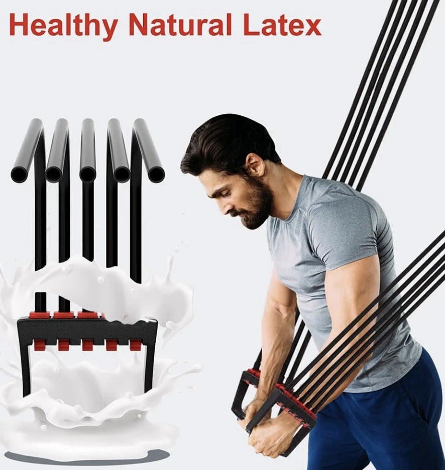 Chest expander with 5 removable resistance bands green