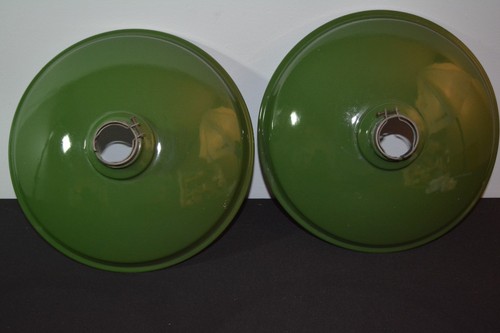 Plafoniera industriale smaltata porcellana antica paralume (2) verde 12" - Foto 5 di 10