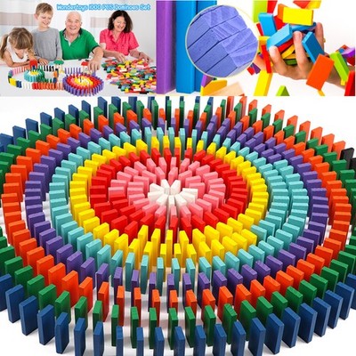 1080Pcs Dominosteine bunte Bausteine Bauklötze Holzklötze Kinder Domino Spielzeu