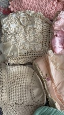 Handmade Vintage Baby Clothes Lot Sweaters Quilt Socks Bonnets F16