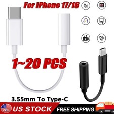 USB-C Type C to 3.5mm AUX Headphone Jack Adapter Lot For iPhone 17/Android Phone