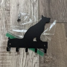 German Shepherd Matte Black Key Or Leash Holder Wall Mount With Screws