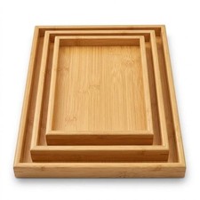 3-Piece Bamboo Wooden Trays – Stylish Serving & Decorative Tray Set for Kitchen