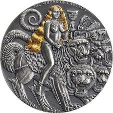 2022 Cameroon The Whore of Babylon Apocalypse 3 oz Antique finish Silver Coin