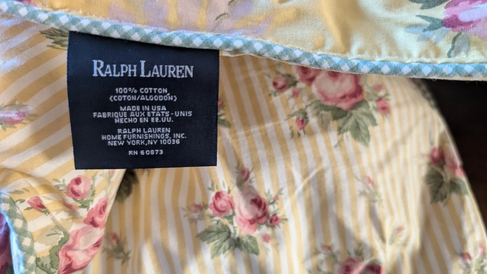 1 Ralph Lauren Brooke YELLOW Floral Comforter COTTON- very great used condition! - Image 4 of 4