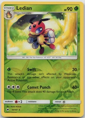 Ledian Reverse Holo Rare SM - Burning Shadows 10/147 NM