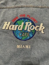 Vintage Hard Rock Cafe Jacket Mens XL Denim Miami Embroidered Save The Planet