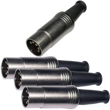 Metal Body 5 Pin DIN Male Plug MIDI Cable Connector Soldering 4 Pack 