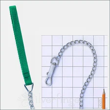 DOG LEASH Metal Chain Pet Leash Animal Puppy Walking Lead Nylon Strap Handle 48”